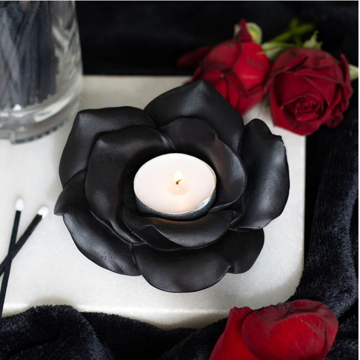 Black Rose Tealight Candle Holder