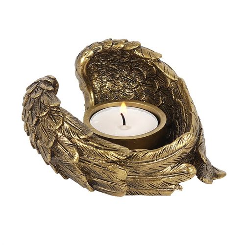Gold Angel Wings Tealight Candle Holder
