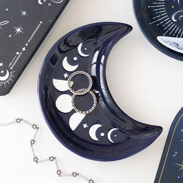 Crescent Moon Phase Trinket Dish - Blue