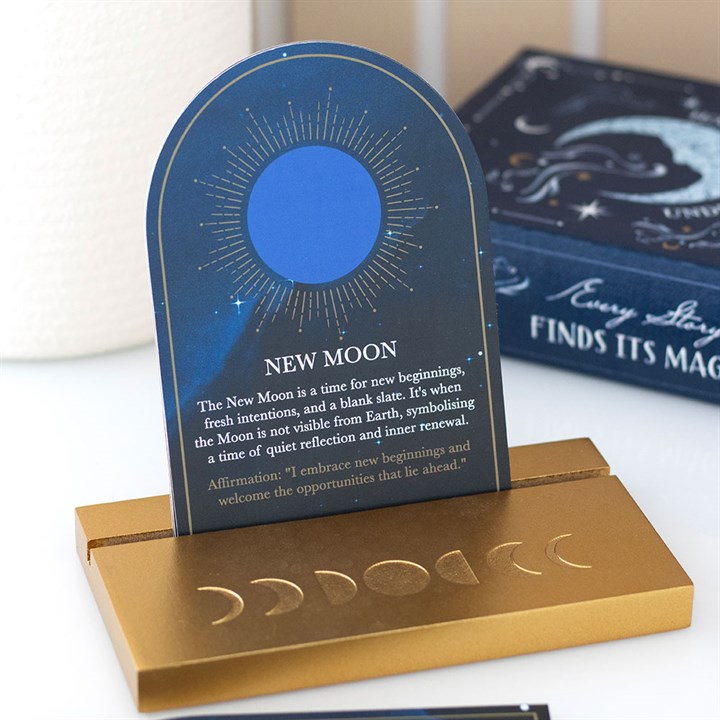 Moon Phase Affirmation Cards (With Wooden Stand)