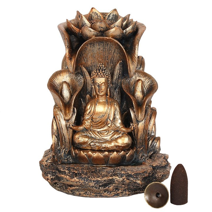 Bronze Buddha Backflow Incense Cone Holder