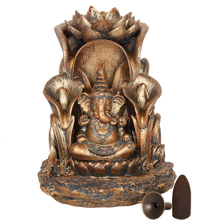 Bronze Ganesh Backflow Incense Cone Holder