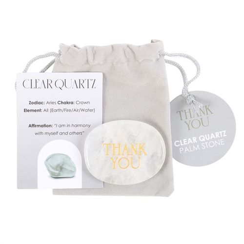 Thank You Clear Quartz Palm Stone Crystal
