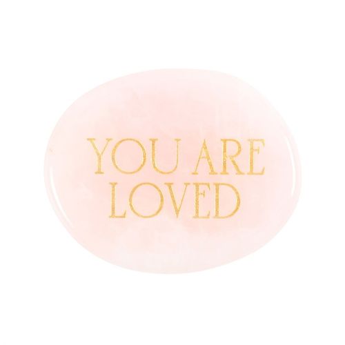 You Are Loved Rose Quartz Palm Stone Crystal