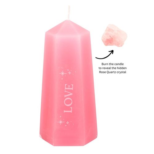 Love Rose Quartz Crystal Candle