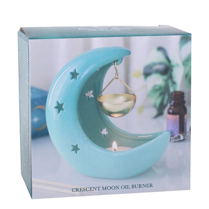 Crescent Moon Hanging Oil Burner - Pastel Blue