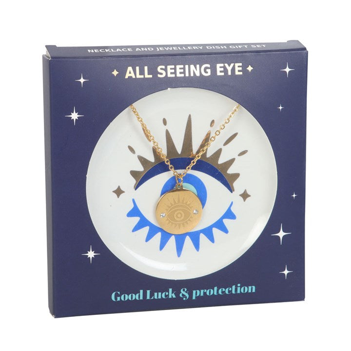 All Seeing Eye Necklace & Trinket Dish Set