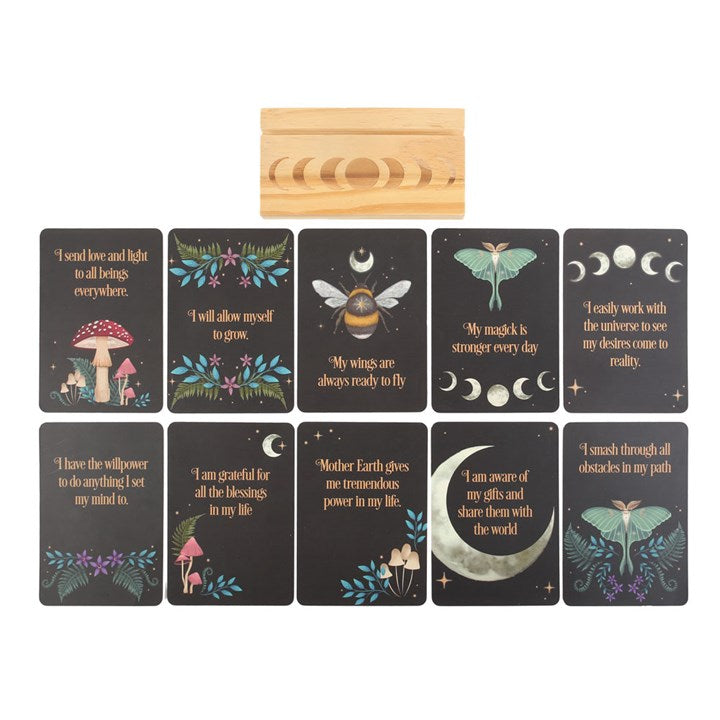 Dark Forest Affirmation Cards (With Wooden Stand)