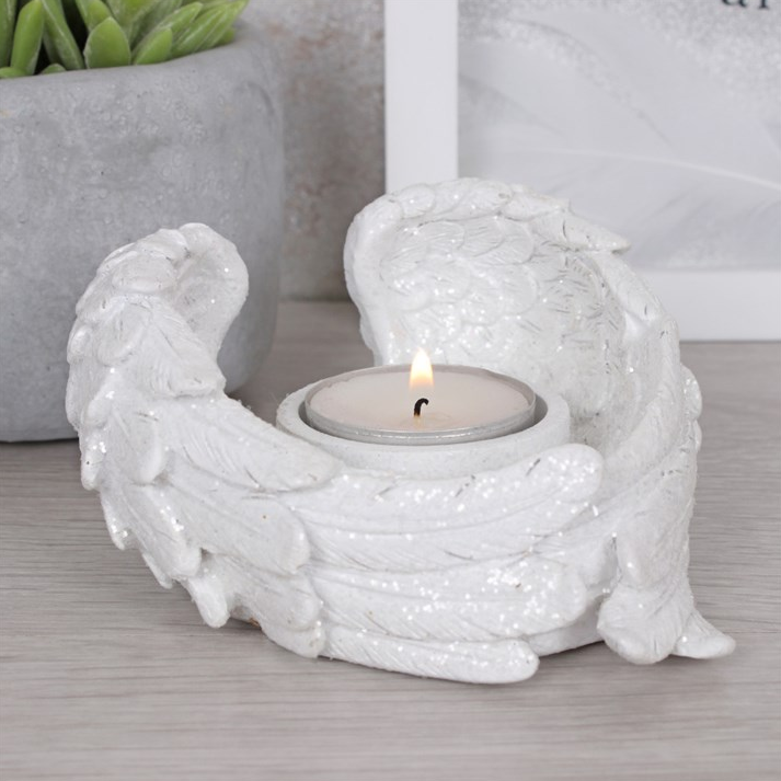 Glitter Angel Wing Candle Holder