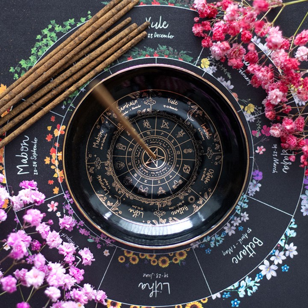 Wheel of the Year Incense Stick & Cone Holder