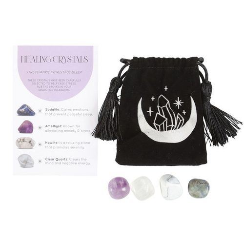 Healing Crystals With Moon Trinket Dish - Stress