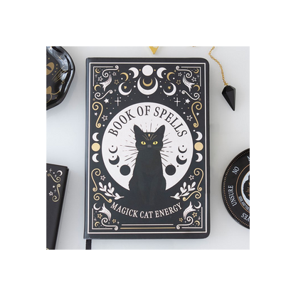 Black Cat Magick Book of Spells Notebook with Pen (A5)