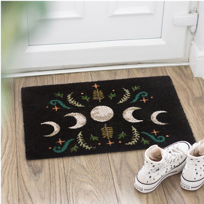 Dark Forest Moon Phase Doormat (Black)