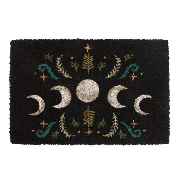 Dark Forest Moon Phase Doormat (Black)
