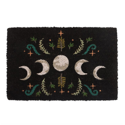 Dark Forest Moon Phase Doormat (Black)