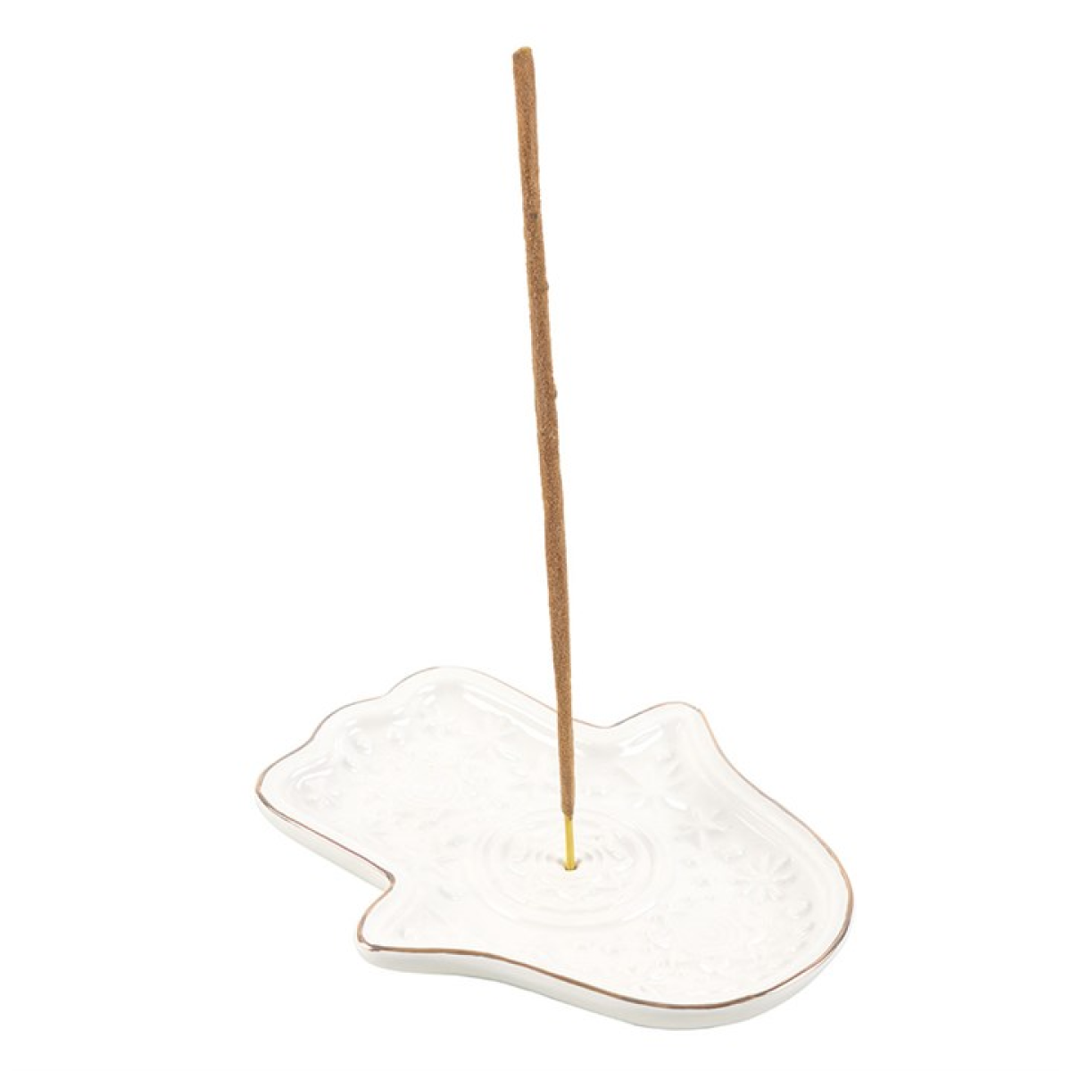 Hand of Hamsa Incense Stick Holder & Trinket Dish - White