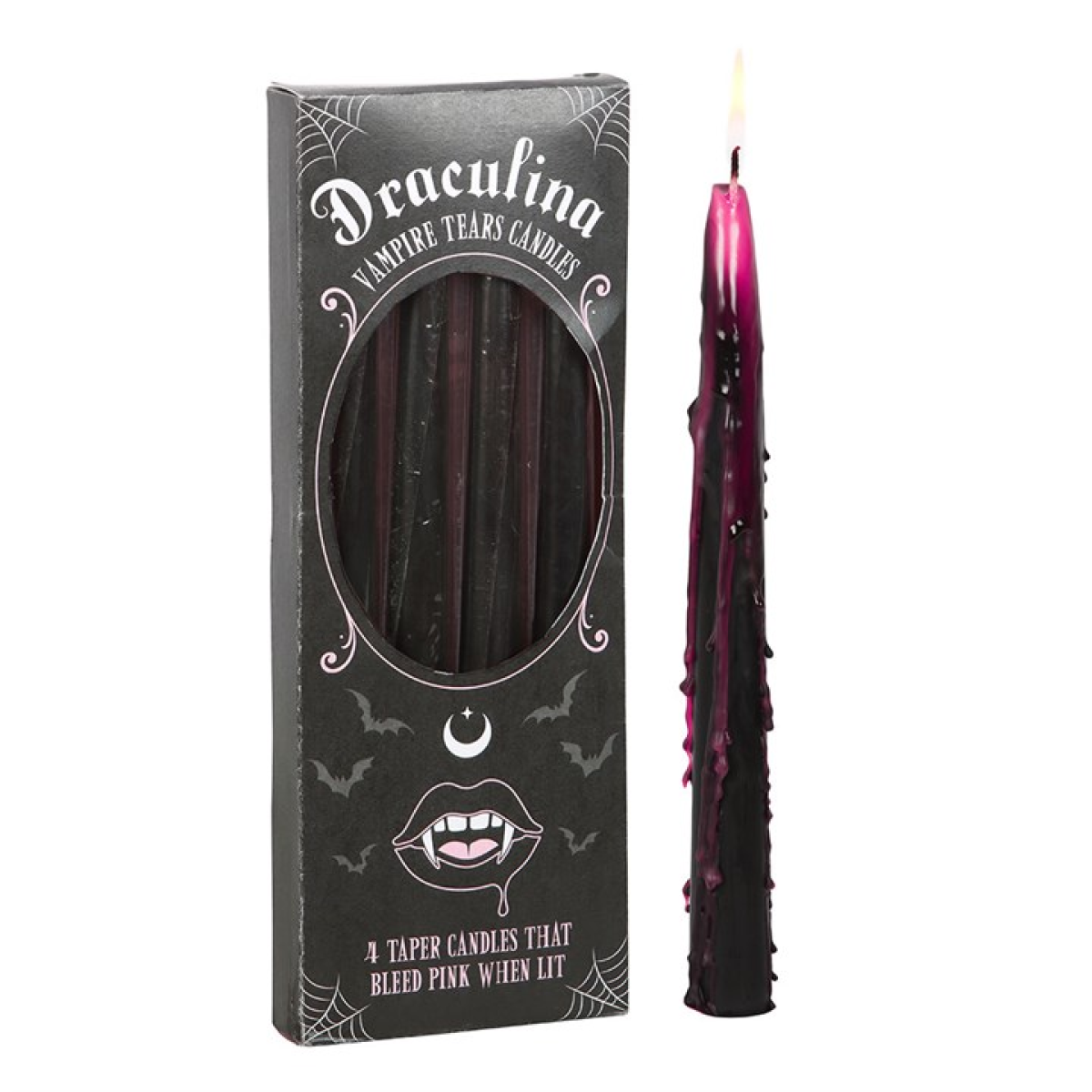 Pink Vampire Tears Taper Candles (Set of 4)