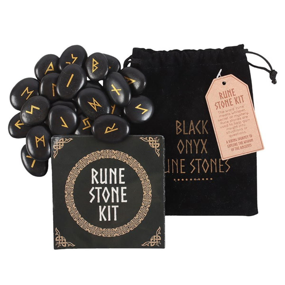 Black Onyx Viking Rune Stones (Set of 25 )