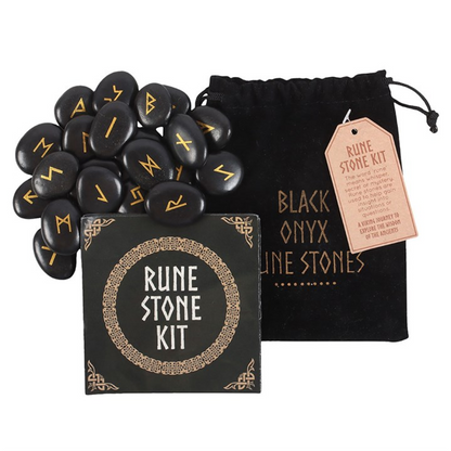 Black Onyx Viking Rune Stones (Set of 25 )
