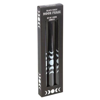 Black Magic Moon Phase Taper Candles (Set of 3)