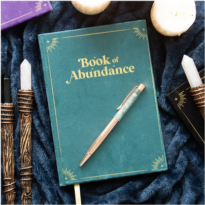Book of Abundance Notebook with Green Aventurine Crystal Pen (A5)