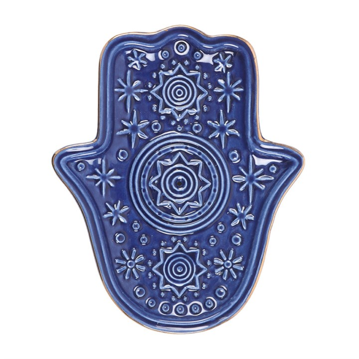 Hand of Hamsa Incense Stick Holder & Trinket Dish - Blue