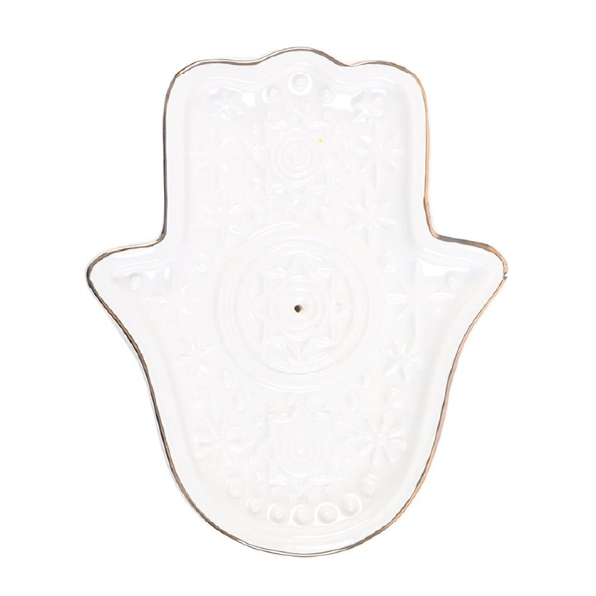 Hand of Hamsa Incense Stick Holder & Trinket Dish - White
