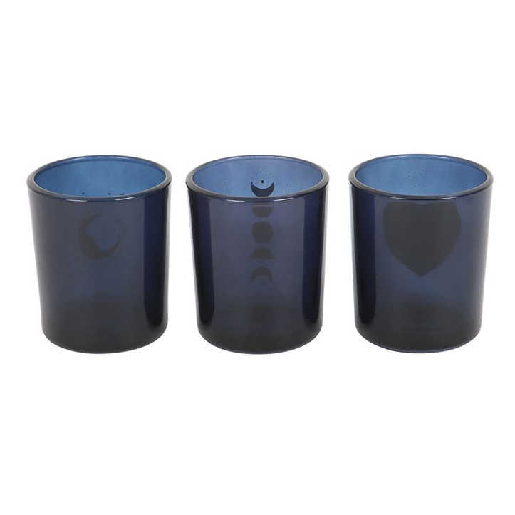 Blue Moon Votive Candle Holders (Set of 3)