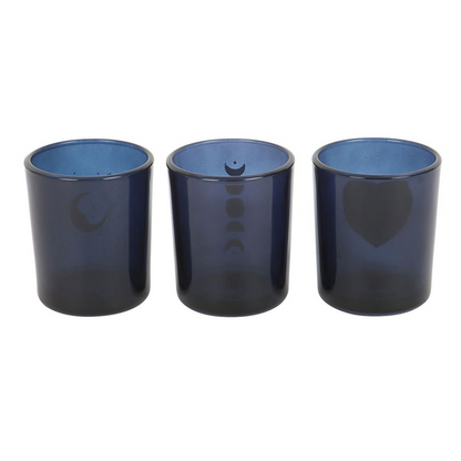 Blue Moon Votive Candle Holders (Set of 3)