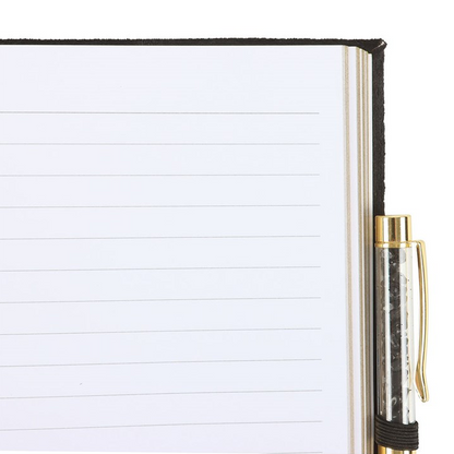 Book of Shadows Notebook with Black Obsidian Crystal Pen (A5)