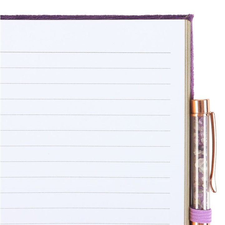 Book of Spells Notebook with Amethyst Crystal Pen (A5)
