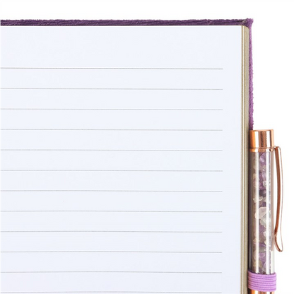 Book of Spells Notebook with Amethyst Crystal Pen (A5)