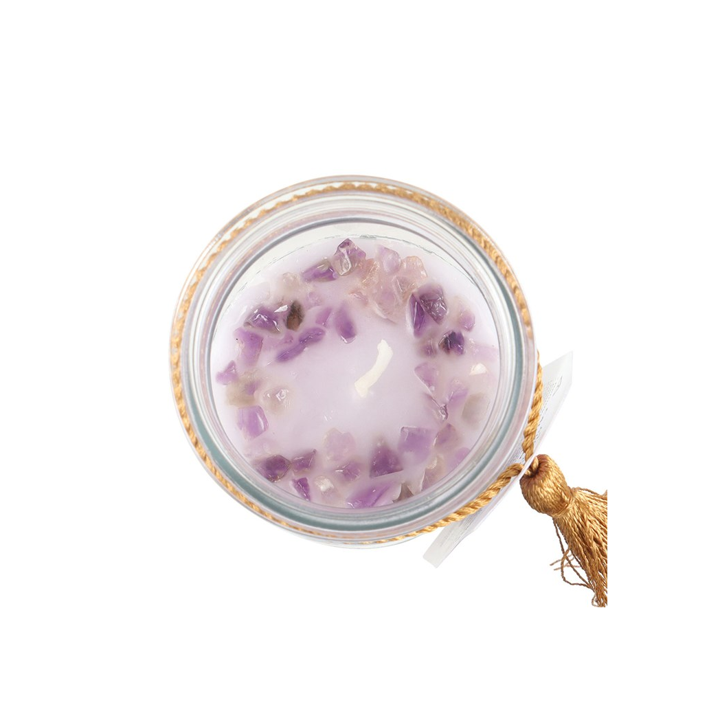 Blackberry Tube Candle with Amethyst Crystals