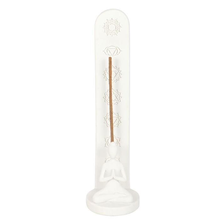 White Chakra and Yoga Pose Incense Stick Holder