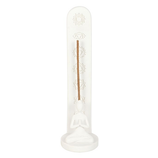 White Chakra and Yoga Pose Incense Stick Holder