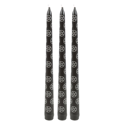 Black Magic Pentagram Taper Candles (Set of 3)