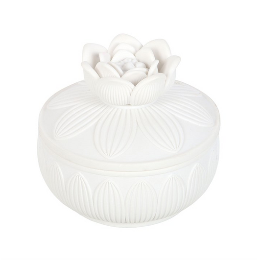 White Lotus Flower Trinket Box
