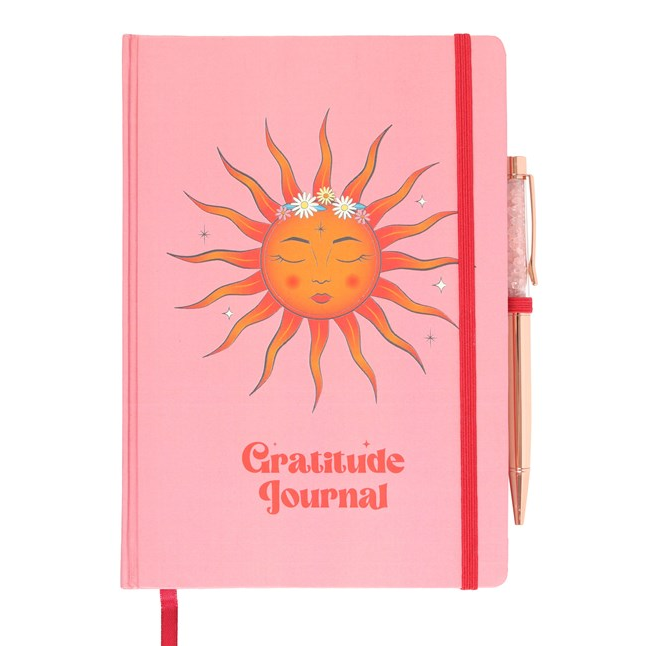 The Sun Gratitude Journal with Rose Quartz Pen (A5)
