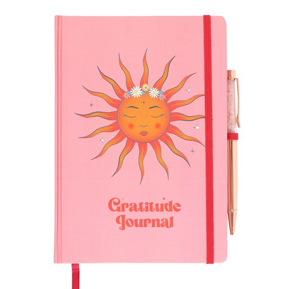 The Sun Gratitude Journal with Rose Quartz Pen (A5)