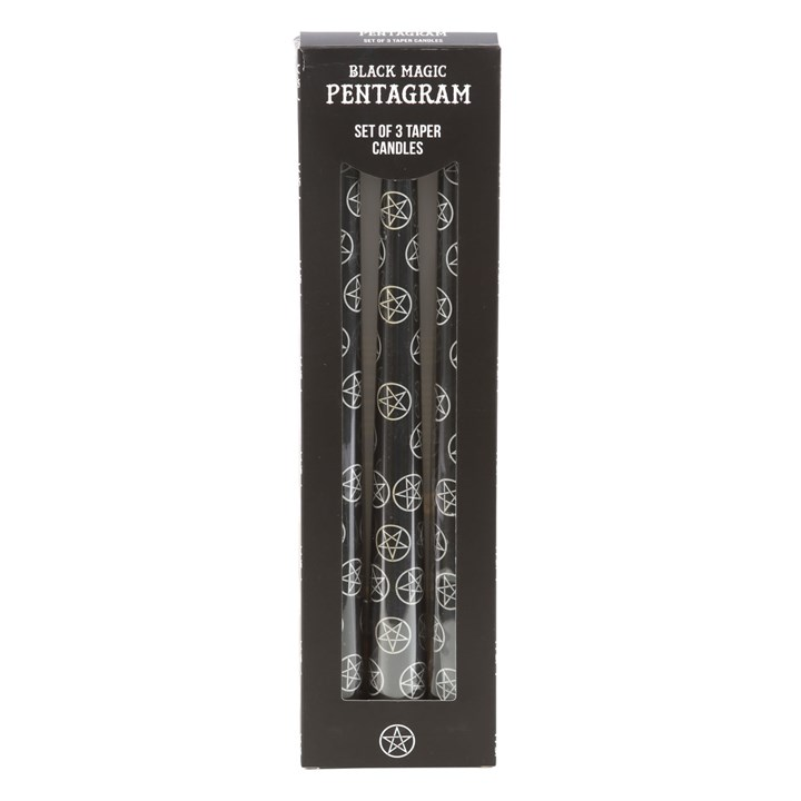Black Magic Pentagram Taper Candles (Set of 3)