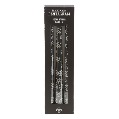 Black Magic Pentagram Taper Candles (Set of 3)