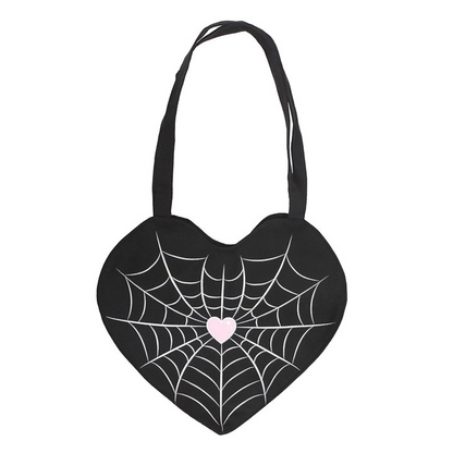 Spiderweb Heart Satin Tote Bag