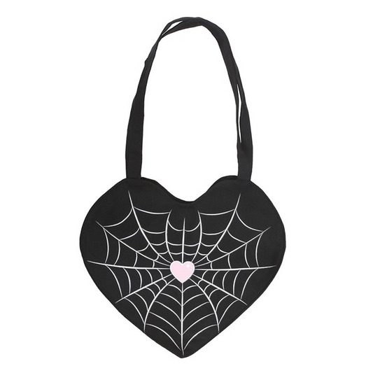 Spiderweb Heart Satin Tote Bag