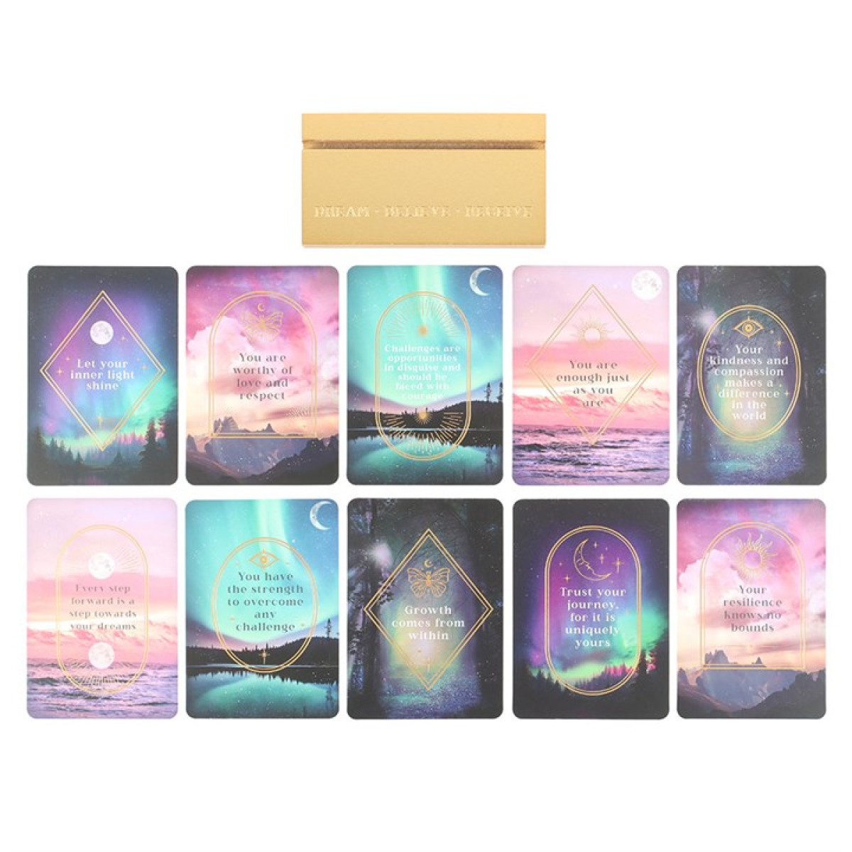Ethereal Affirmation Cards (With Wooden Stand)