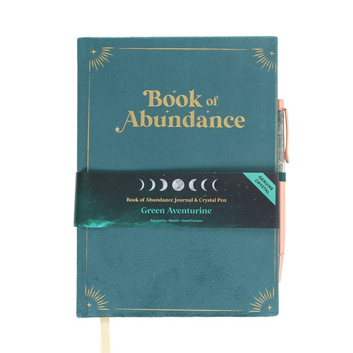 Book of Abundance Notebook with Green Aventurine Crystal Pen (A5)