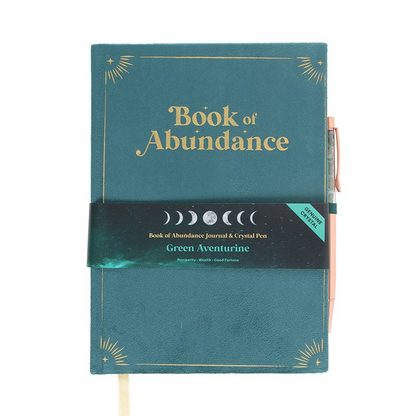 Book of Abundance Notebook with Green Aventurine Crystal Pen (A5)