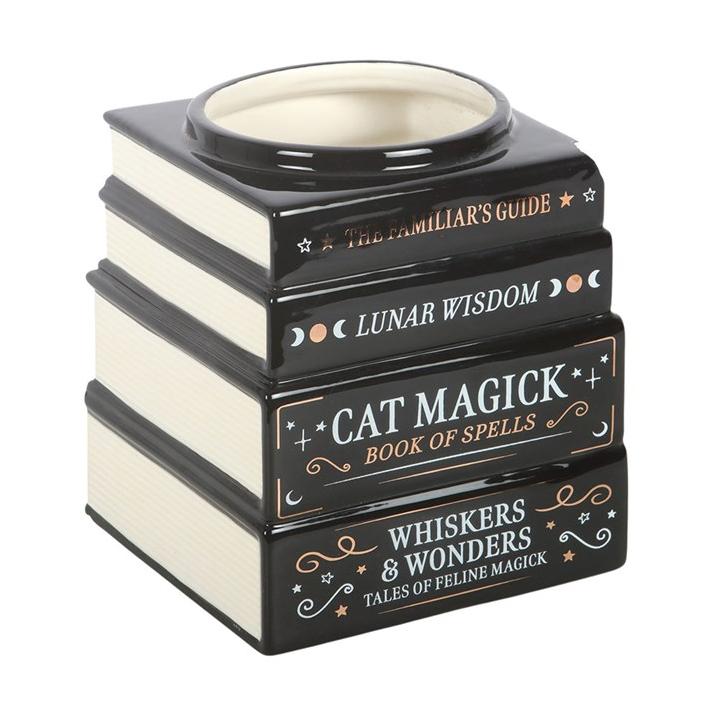 Black Cat Magick Stacked Books Flower Vase