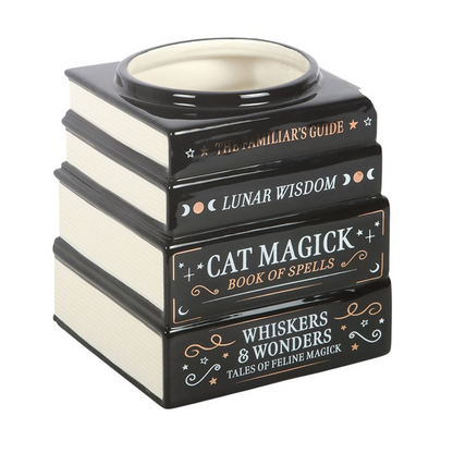 Black Cat Magick Stacked Books Flower Vase