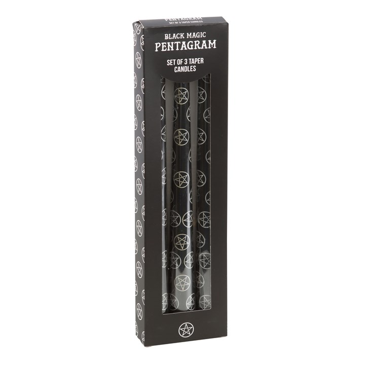 Black Magic Pentagram Taper Candles (Set of 3)
