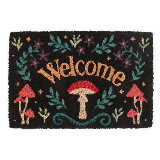 Dark Forest Toadstool Welcome Doormat (Black)